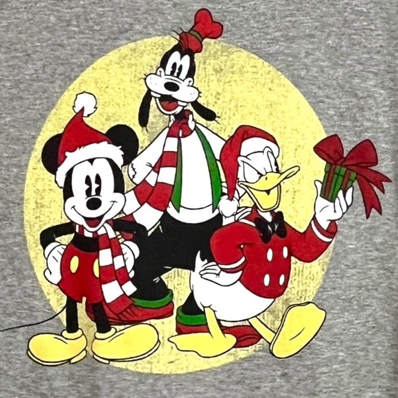 NWT Disney Mickey Mouse Grey Christmas T-Shirt Size Small - Picture 3 of 5